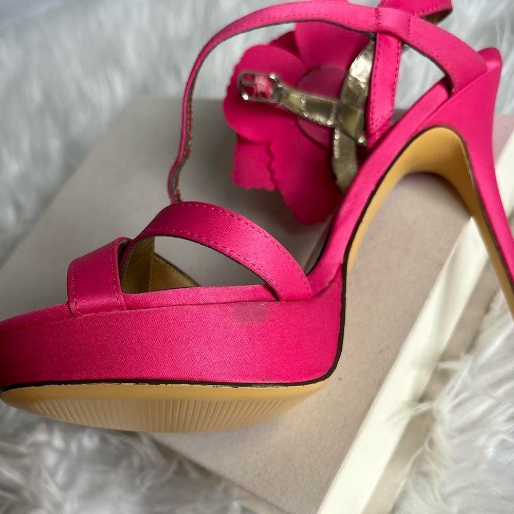 Nina Shoes Satin Pink Flower Heels - Picture 6 of 8